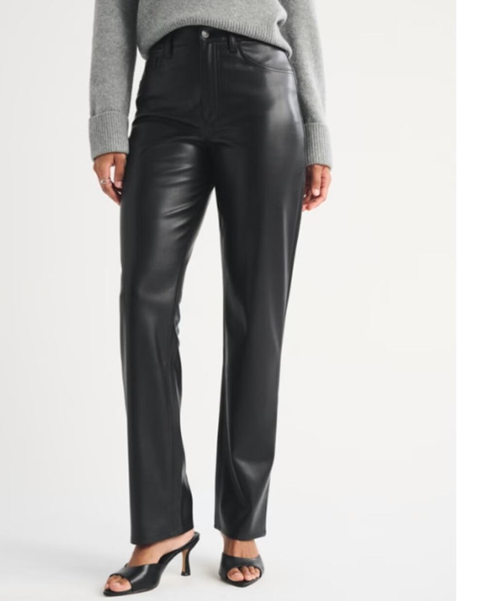 NWT Abercrombie & Fitch Vegan Leather 90s Straight Ultra High Rise Black Pant 27